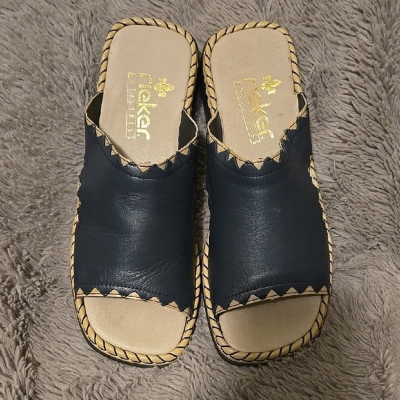 Rieker Shoes - Rieker Women's Navy Mules Sandals Antistress 42 US 11 Wide Soft